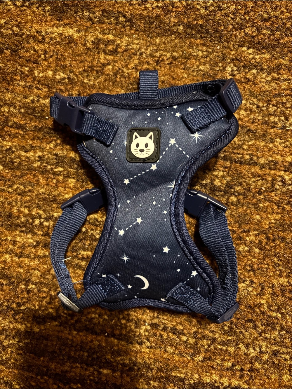 Cat Harness with Night Sky Print - Navy Star & Moon